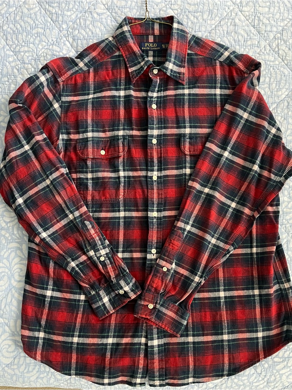 Polo by Ralph Lauren Red and Navy Plaid Flannel Shirt Sz XL
